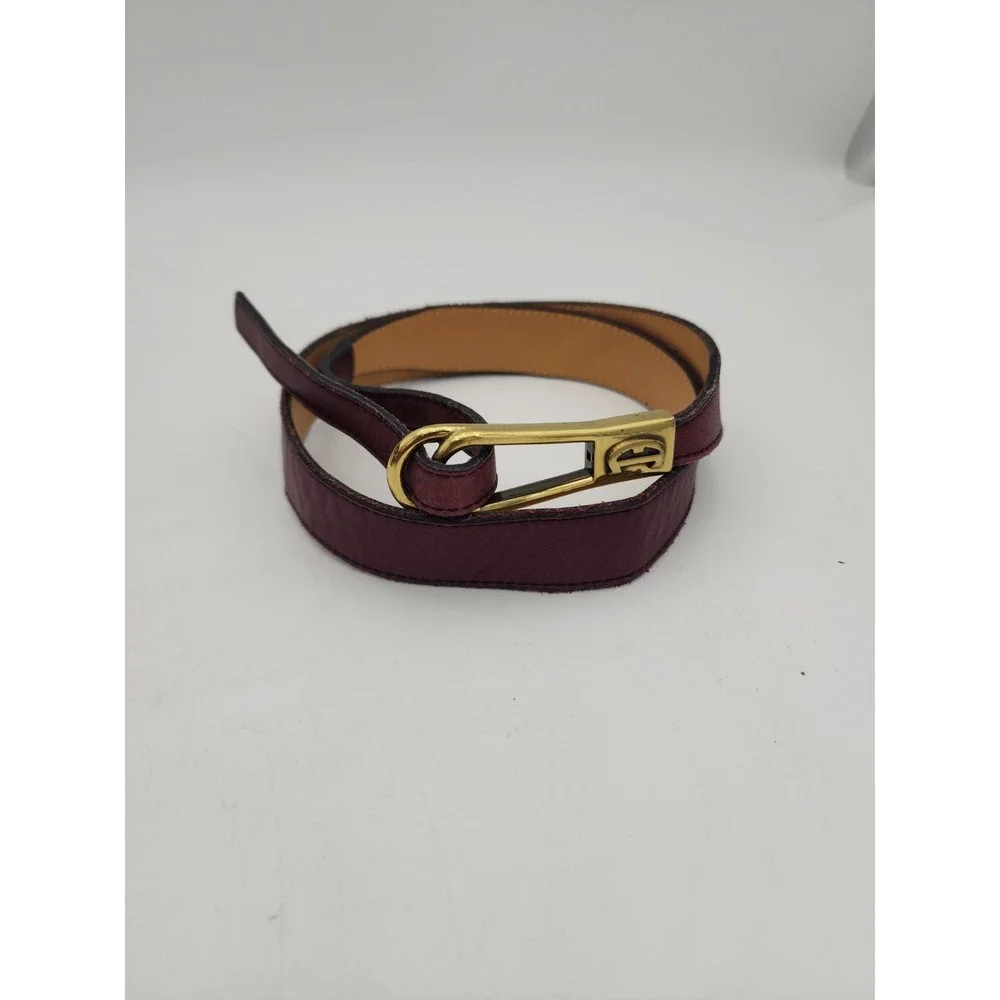 Vtg Etienne Aigner Oxblood Leather Slidelock Skinny Belt Sz 26